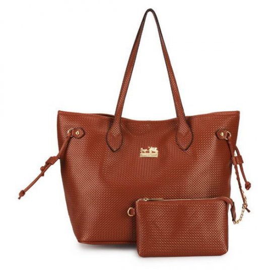 Coach City Knitted Medium Brown Totes DZL | Coach Outlet Canada